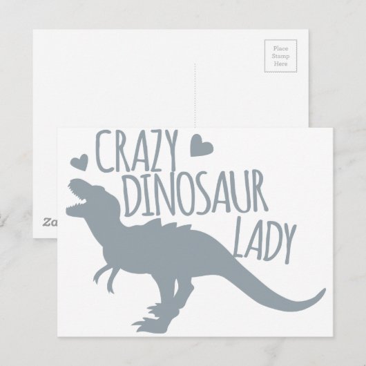 Crazy Dinosaur Lady Postkarte (Vorne/Hinten)