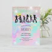 Crazy disco holografische psychedelische Geburtsta Einladung (Stehend Vorderseite)