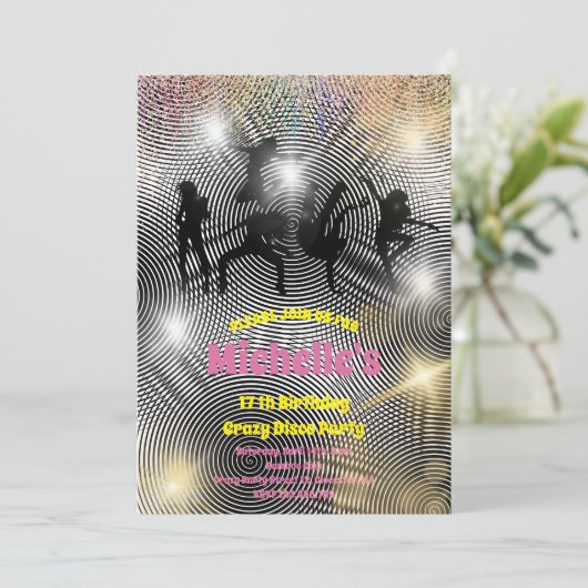 Crazy Disco Psychedelic Geburtstag Einladung (Stehend Vorderseite)