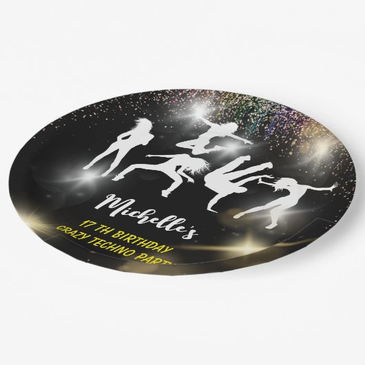 Crazy disco techno psychedelic Geburtstag Pappteller (Schrägansicht)