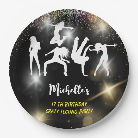 Crazy disco techno psychedelic Geburtstag Pappteller (Vorderseite)