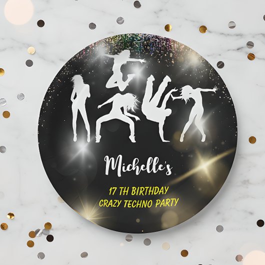 Crazy disco techno psychedelic Geburtstag Pappteller