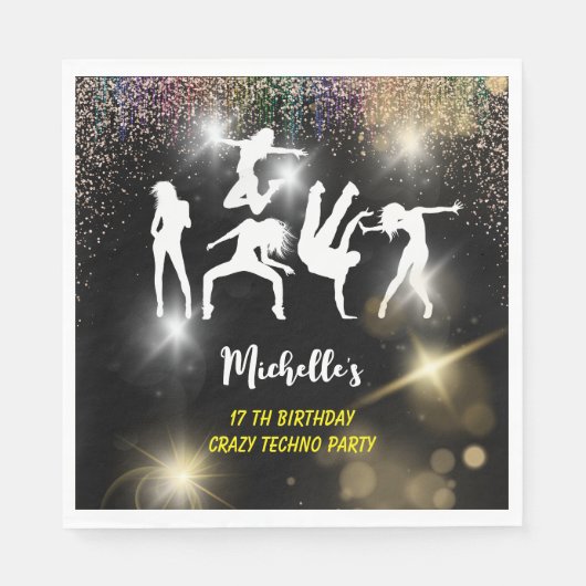 Crazy disco techno psychedelic Geburtstag Serviette (Vorderseite)