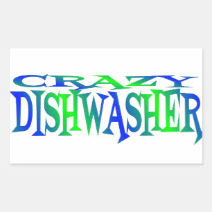 Crazy Dishwasher Rechteckiger Aufkleber