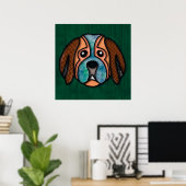 Crazy dog face mit bunten, abstrakten Mustern Poster (Heimbüro)