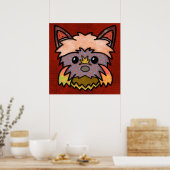 Crazy dog face mit bunten, abstrakten Mustern Poster (Küche)