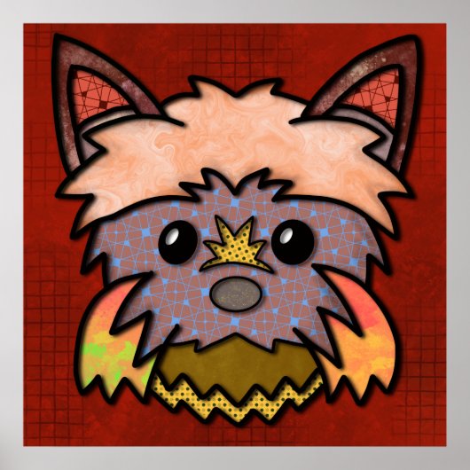 Crazy dog face mit bunten, abstrakten Mustern Poster (Vorne)