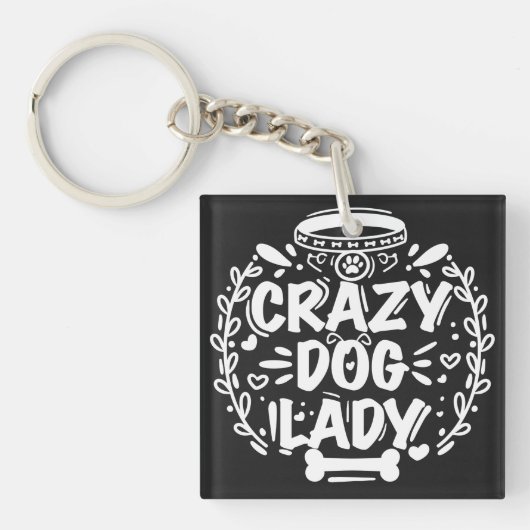 Crazy Dog Lady Mama Schlüsselanhänger (Vorderseite)