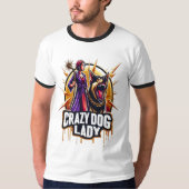 Crazy Dog Lady mit ihrem Hund aus der Feenschau T-Shirt (Vorderseite)