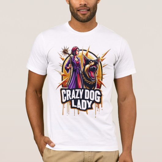 Crazy Dog Lady mit ihrem Hund aus der Feenschau T-Shirt (Vorderseite)