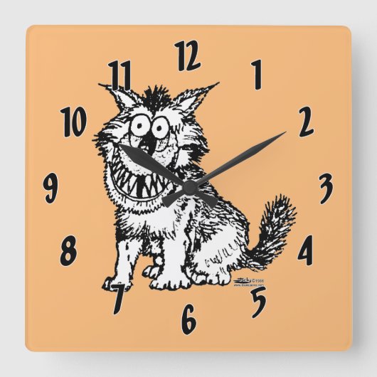 Crazy Dog Quadratische Wanduhr (Vorderseite)