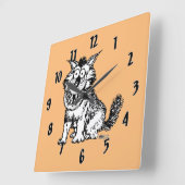 Crazy Dog Quadratische Wanduhr (Winkel)