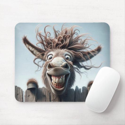 Crazy Donkey auf einem Zaun Mousepad (Mit Mouse)