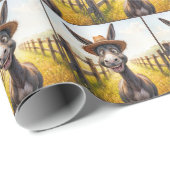 Crazy Donkey trägt einen Strohhut Geschenkpapier (Rolleneckpunkt)