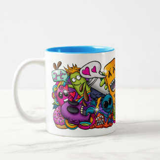 Crazy Doodle Cartoon Kaffee Tasse