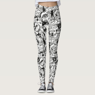 Crazy Doodles, die sich in einem nahtlosen Muster- Leggings
