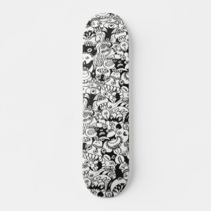 Crazy Doodles, die sich in einem nahtlosen Muster- Skateboard