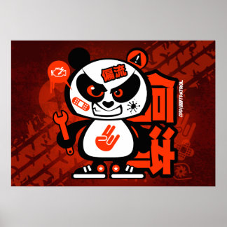 Crazy Drift Patrol - Aggressive Panda (rot) Poster