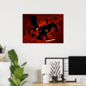 Crazy Drift Patrol - Aggressive Panda-Silhouette Poster (Heimbüro)
