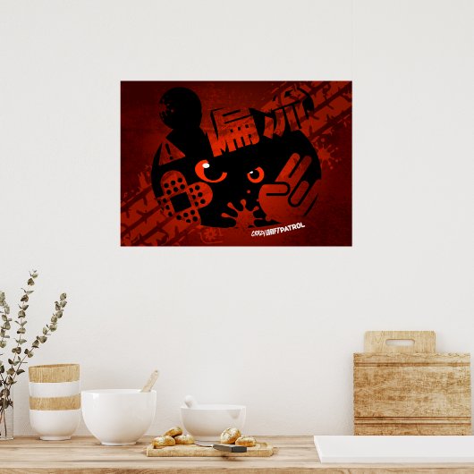 Crazy Drift Patrol - Aggressive Panda-Silhouette Poster (Küche)
