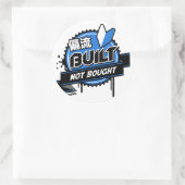 Crazy Drift Patrol - Built Not Bought (blau) Runder Aufkleber (Tasche)