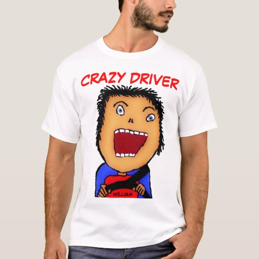 Crazy Driver Cartoon T-Shirt (Vorderseite)