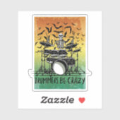 Crazy Drummer Skeleton Design Aufkleber (Blatt)