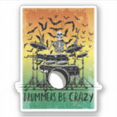 Crazy Drummer Skeleton Design Aufkleber (Vorderseite)