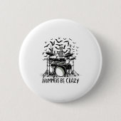 Crazy Drummer Skeleton Design Button (Vorderseite)