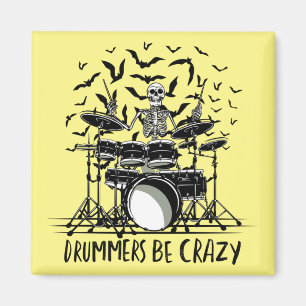 Crazy Drummer Skeleton Design Magnet