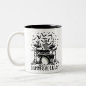 Crazy Drummer Skelettdesign Zweifarbige Tasse (Links)