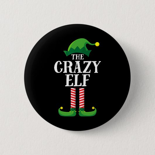 Crazy Elf Matching Family Group Weihnachts-Party Button (Vorderseite)