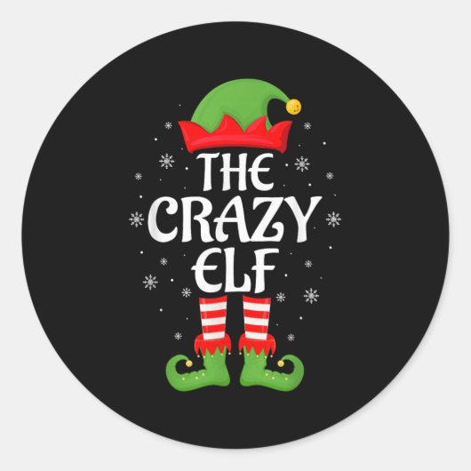 Crazy Elf Xmas Familie Matching Elf Squad Weihnach Runder Aufkleber (Vorderseite)