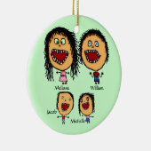Crazy elternfamilie mit Cartoon für zwei Kinder Keramik Ornament (Rechts)