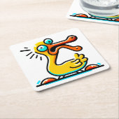 Crazy Ente Rechteckiger Pappuntersetzer (angewinkelt)