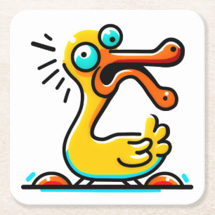 Crazy Ente Rechteckiger Pappuntersetzer