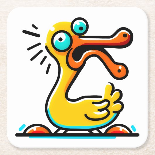 Crazy Ente Rechteckiger Pappuntersetzer (Vorderseite)