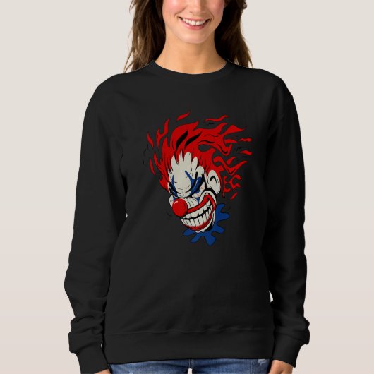 Crazy Evil Clown Halloween Sweatshirt (Vorderseite)