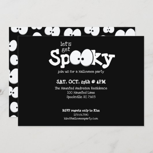 Crazy Eyes Lassen Sie uns verwöhntes Halloween-Par Einladung (Vorne/Hinten)