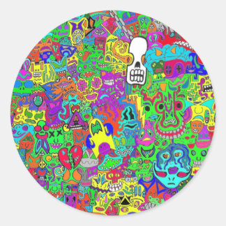Crazy Faces Runder Aufkleber