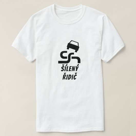 Crazy-Fahrer in Tschechisch T-Shirt (Design vorne)