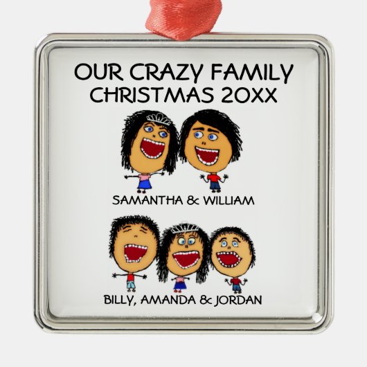 Crazy Family of Five Cartoon Ornament (Vorne)
