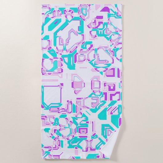 crazy fantasy maps white and aqua strandtuch (Vorderseite)