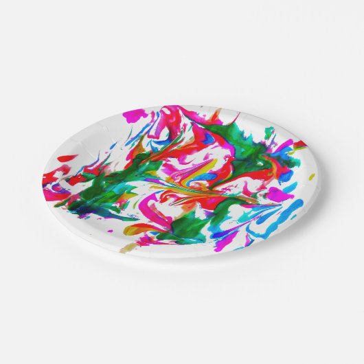 Crazy Farben Pappteller (Schrägansicht)