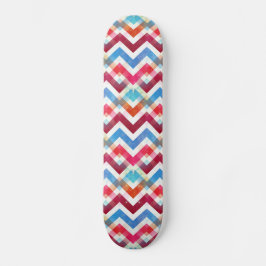 Crazy farbenfrohe Zickzack Streifen Zig Zags Pink Skateboard
