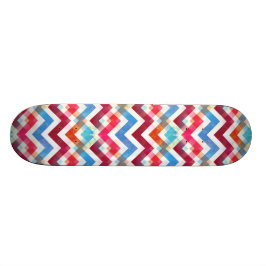Crazy farbenfrohe Zickzack Streifen Zig Zags Pink Skateboard