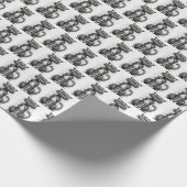 Crazy Feline on White Geschenkpapier (Ecke)