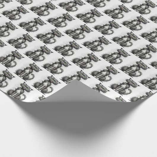 Crazy Feline on White Geschenkpapier (Ecke)