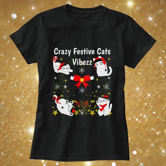 Crazy Festivals Katzen Weihnachten Personalisiert T-Shirt