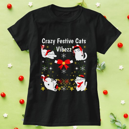Crazy Festivals Katzen Weihnachten Personalisiert T-Shirt